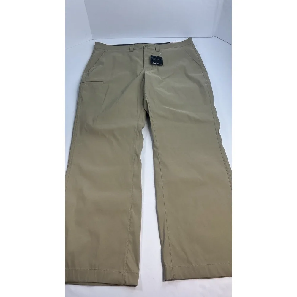 NEW Eddie Bauer Tech Pants Men's 36x30 Khaki Water Repellent UPF50 Stretch